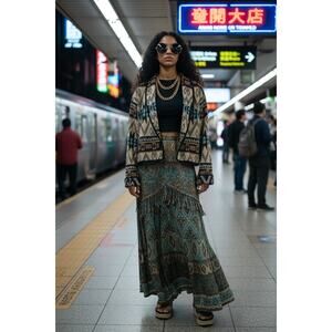 Vintage 90s Tapestry Southwestern Cropped Jacket M